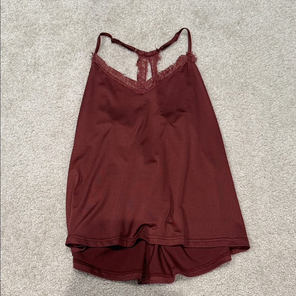 Daytrip Maroon Lace Trim Chemise
